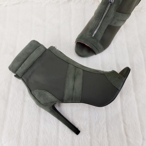 Front Zipper 4" High Heel Ankle Boots - Picture 2 of 11